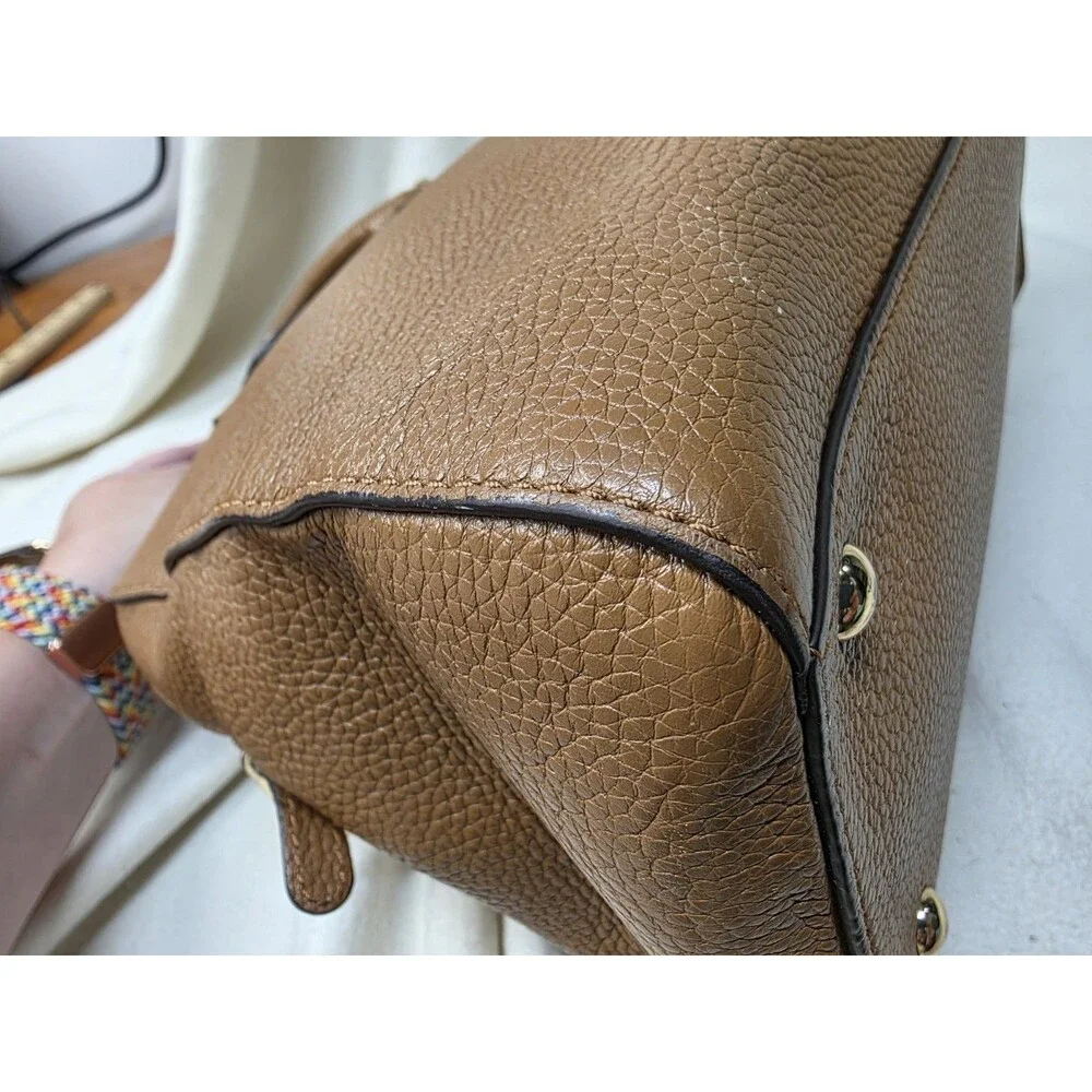 Michael Kors Cow Leather Medium Satchel Caramel/Tan Purse Hand Bag Crossbody